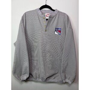 VTG Cadre Athletic Men  New York Rangers Grey Quarter Zip Sweatshirt L